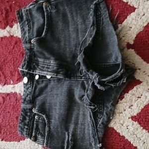 Black Washed out Jean Shorts